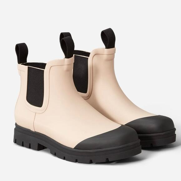 Everlane The Rain Boot Pink Black Chunky Chelsea Waterproof Ankle Rain Boots - Picture 4 of 16